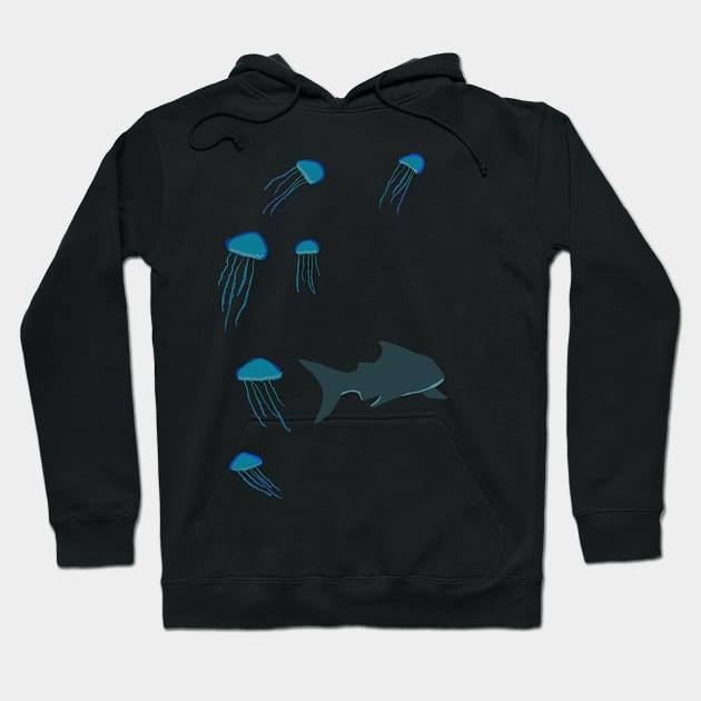 Sharks and Jellyfish Hoodie by pastelwhale